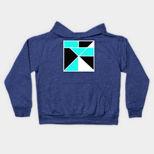 Inverted Blue Black White Geometric Abstract Acrylic Painting I Kids Hoodie